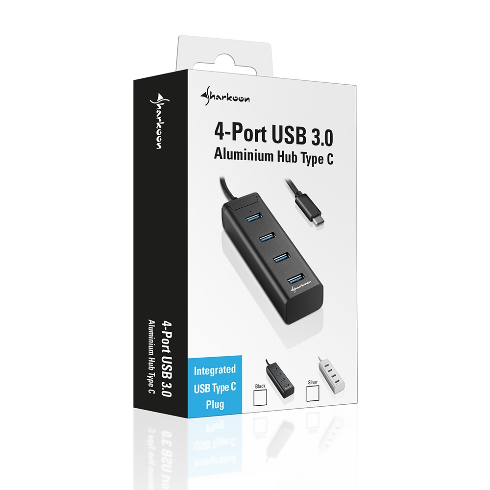 Hub Sharkoon 4-Port USB 3.0 Type C Aluminium Prata 2